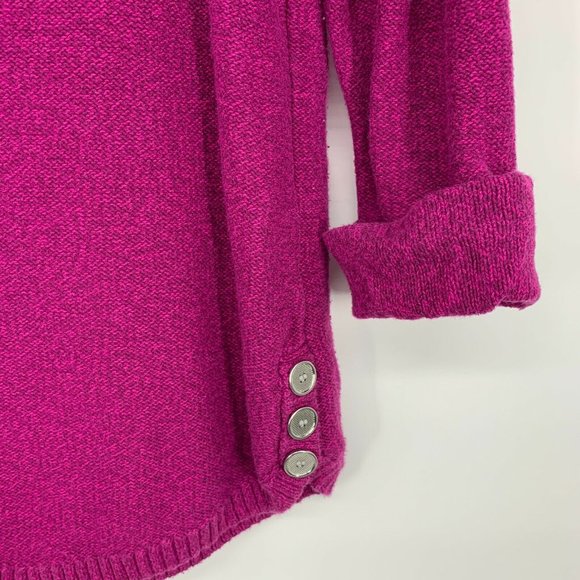Karen Scott Sweater Purple Crewneck Pullover Rolled Cuff 3/4 Sleeve - Picture 5 of 10